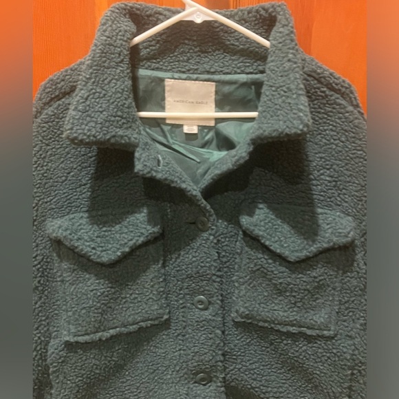 American Eagle Cropped Sherpa Shacket Oversized - Picture 4 of 16